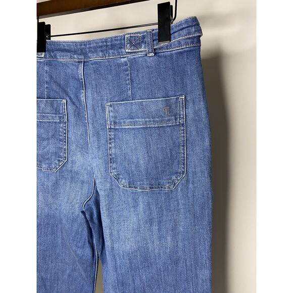 Pilcro Tower Flare Jeans Women's 31 Blue Denim Boho Wide Leg Cotton Stretch - Picture 6 of 10